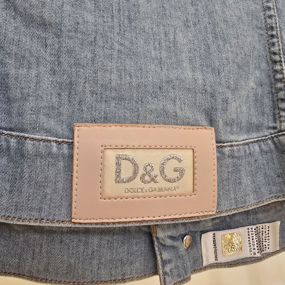 D&G Women's Light Blue Denim Jacket Dolce Gabbana Large Hearts 10 Y2K - Picture 5 of 16